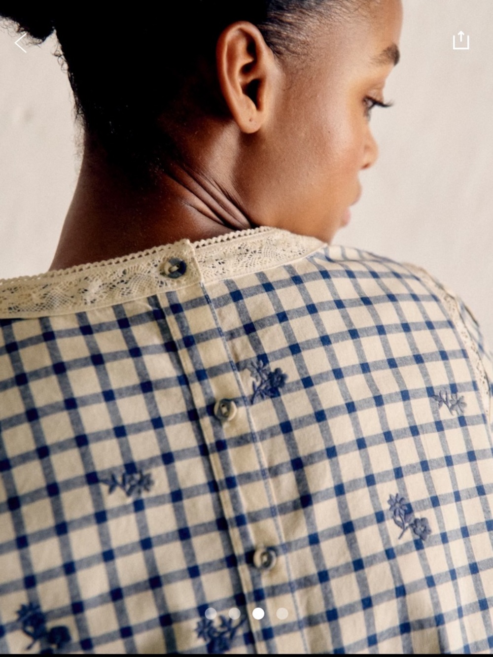 Sezane Thalyna Checked Lace-Trim Blouse - Picture 4 of 11